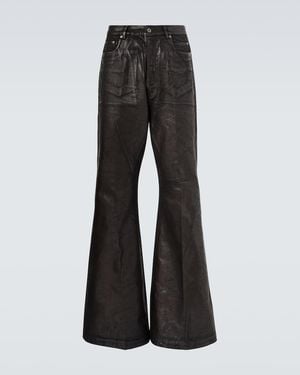 Rick Owens Coated Wide-Leg Jeans - Black
