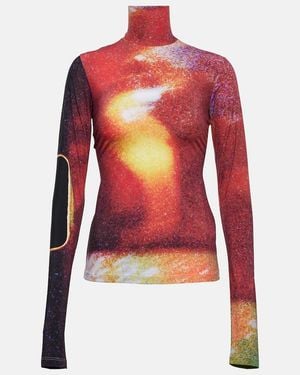 MM6 by Maison Margiela Printed Turtleneck Top - Red