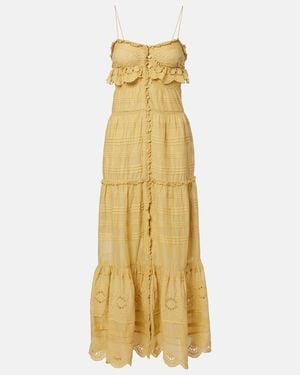 Isabel Marant Paule Lace-Trimmed Cotton Maxi Dress - Metallic