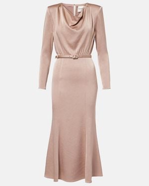 Roland Mouret Belted Satin Crepe Midi Dress - Pink