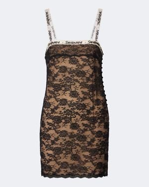 Saint Laurent Lace Minidress - Brown