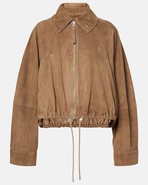 Loewe Suede Bomber Jacket - Brown