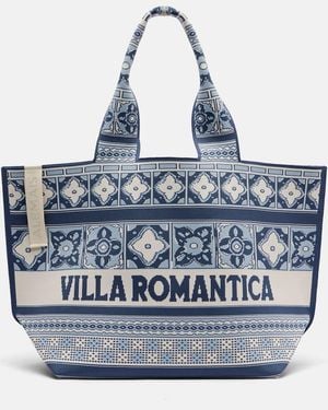 ALÉMAIS Villa Romantica Maxi Jacquard Tote Bag - Blue