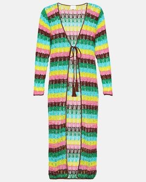 Anna Kosturova Striped Crochet Cotton Beach Cover-Up - Multicolor