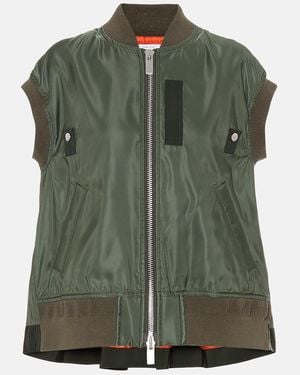 Sacai Nylon Twill Vest In Khaki - Green