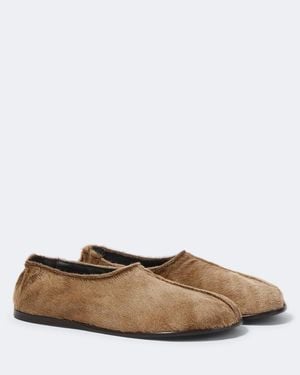 Lemaire Calf Hair Slip-On Shoes - Brown