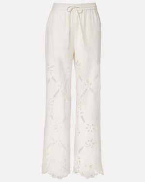Veronica Beard Daisy Cotton And Linen Wide-Leg Trousers - White