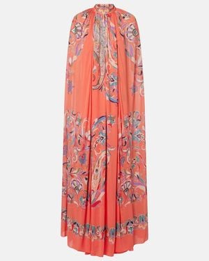 Etro Paisley Caped Gown - Red