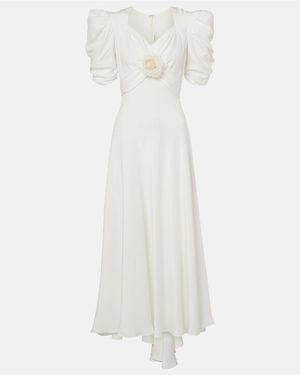 Rodarte Floral-Applique Silk Crepe Gown - White