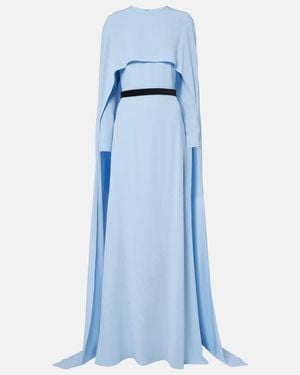 Markarian Natasha Satin Cape Gown - Blue