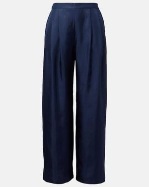 Asceno Isola Silk Wide-Leg Trousers - Blue