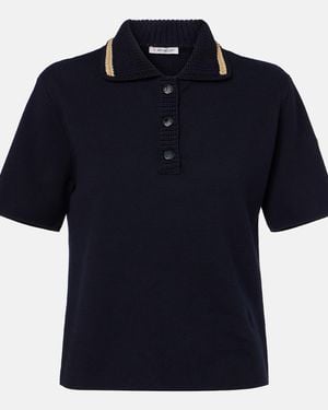 Moncler Polo De Punto De Algodon - Azul