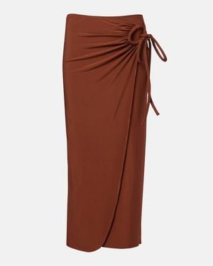 Max Mara Afoso Gathered Jersey Wrap Skirt - Brown