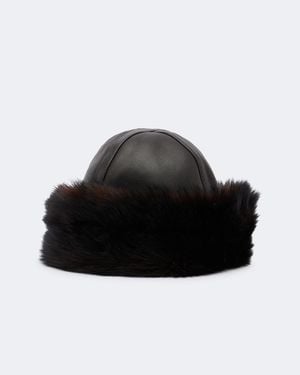 Nour Hammour Hut Dallen Aus Leder Und Shearling - Schwarz