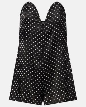 Jean Paul Gaultier Polka-Dot Silk Romper - Black