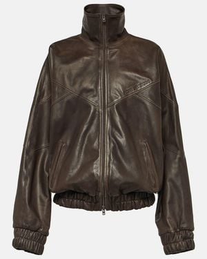 Acne Studios Letty Leather Bomber Jacket - Brown