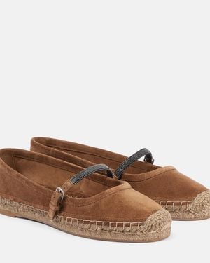 Brunello Cucinelli Espadrilles Monili Aus Veloursleder - Braun