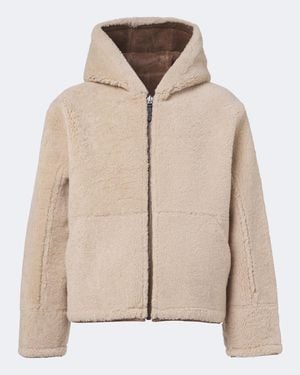 Yves Salomon Reversible Shearling And Leather Jacket - Natural