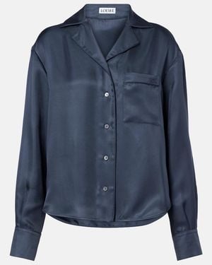 Loewe Pyjama-Hemd Aus Seidensatin - Blau
