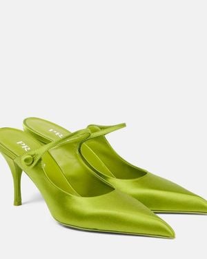 Prada Mules Aus Satin - Grün