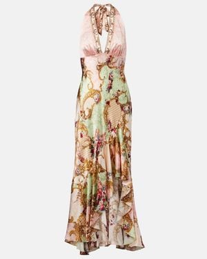 CAMILLA Queens Quarters Silk Maxi Dress - Metallic