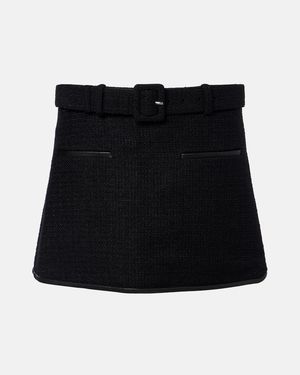 Self-Portrait Belted Tweed Miniskirt - Black