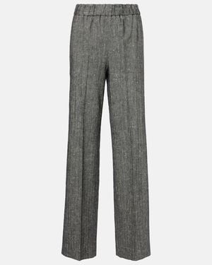 Dolce & Gabbana High-Rise Wool-Blend Wide-Leg Trousers - Grey