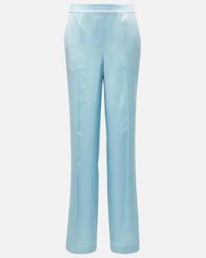 JOSEPH Tova Silk Satin Straight Trousers - Blue