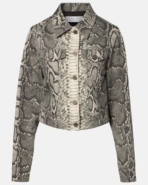 Gabriela Hearst Bronte Snake-Print Cropped Denim Jacket - Grey