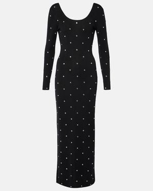 Versace Crystal-Embellished Virgin Wool Midi Dress - Black