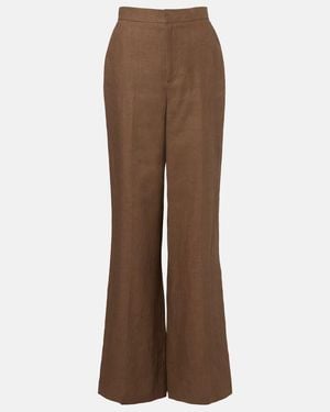 Ralph Lauren Dean Linen Wide-Leg Pants - Brown