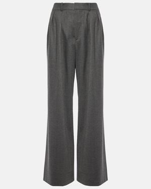 Wardrobe NYC Low-Rise Wool Flannel Wide-Leg Pants - Grey