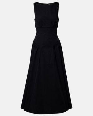 STAUD Gwen Cotton Midi Dress - Black