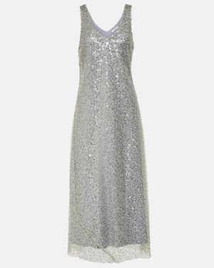 Vince Lucite Sequined Metallic Slip Dress - Grey