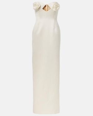 Magda Butrym Floral-Applique Satin Corset Gown - White