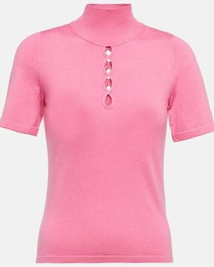 Dorothee Schumacher Cut-Out Wool-Blend Top - Pink