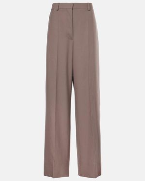 Stella McCartney Wool Wide-Leg Trousers - Brown