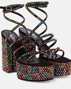 Paris Texas Holly Evita Embellished Leather Sandals - Black