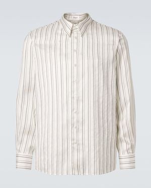 Saint Laurent Striped Silk Shirt - White