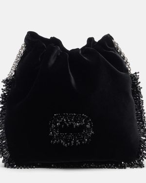 Roger Vivier Verzierte Bucket Bag Pilgrim Mini Aus Samt - Schwarz