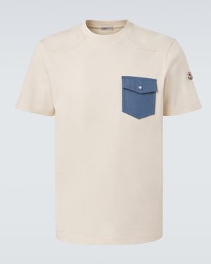 Moncler Denim-Trimmed Cotton Jersey T-Shirt - White
