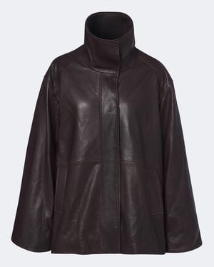Nour Hammour Jacke Lowen Aus Leder - Schwarz
