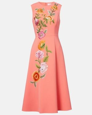Carolina Herrera Embroidered Floral Cocktail Dress - Pink