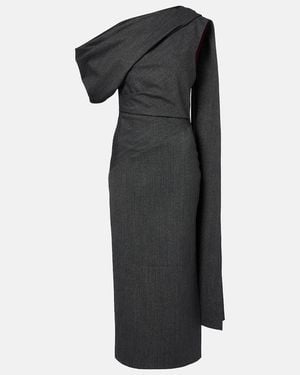 ROKSANDA Maite Herringbone Draped Midi Dress - Black