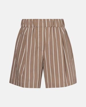 Brunello Cucinelli Striped Cotton-Blend Bermuda Shorts - Natural