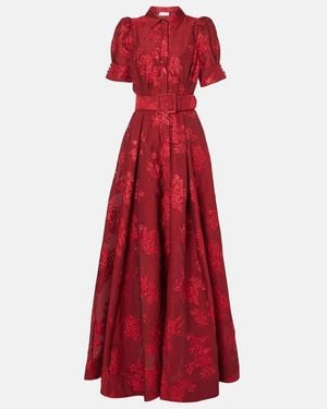 Rebecca Vallance Henrietta Belted Brocade Gown - Red