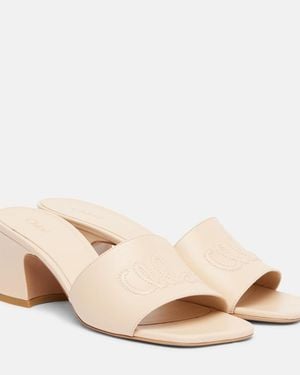 Chloé Soleil 55 Logo Leather Mules - Natural