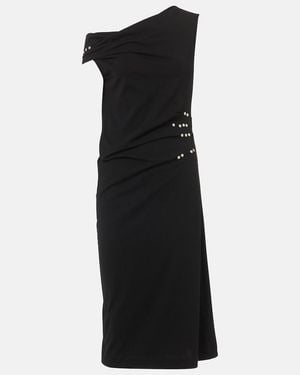 Dries Van Noten Gathered Embellished Jersey Midi Dress - Black