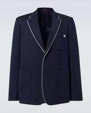 Gucci Jackett Aus Baumwolljersey Mit Stickerei, Grösse - Blau