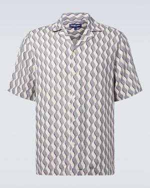 Frescobol Carioca Roberto Printed Linen Bowling Shirt - White